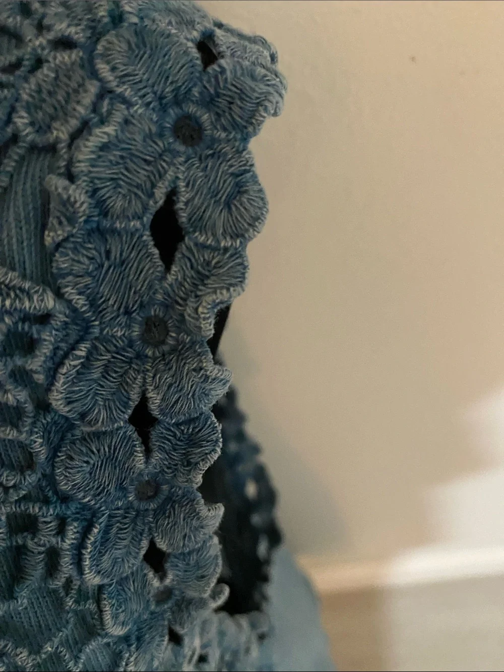 Free People Blue Crochet Yoke Sleeveless Tunic